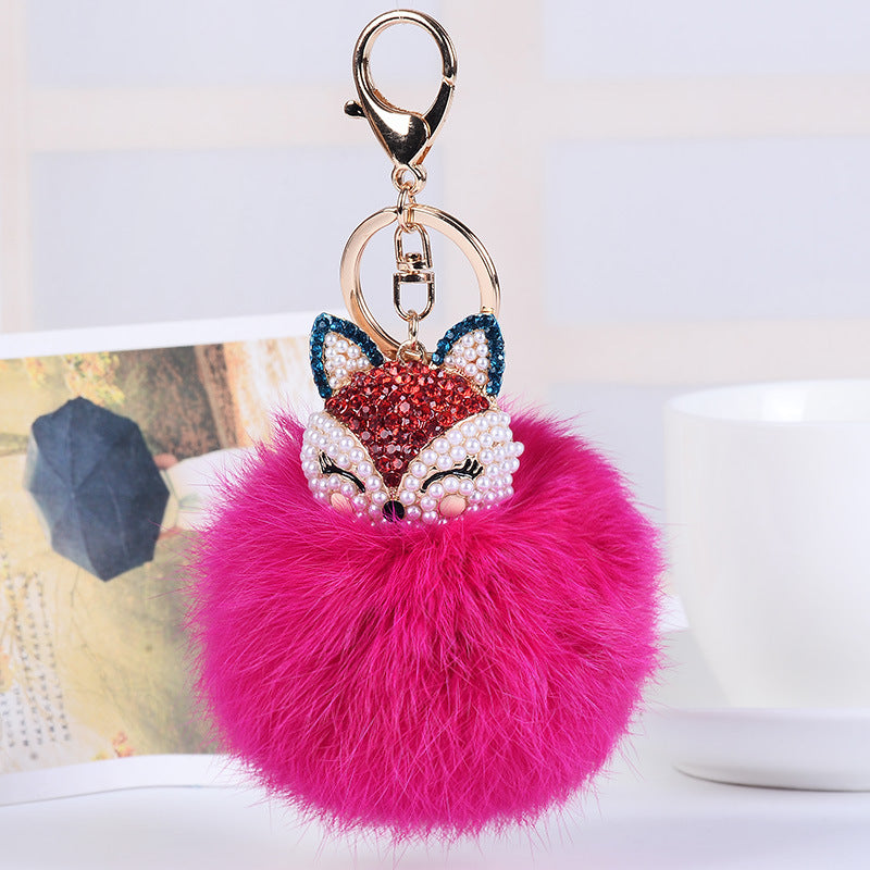 Civet cat diamond hair ball keychain
