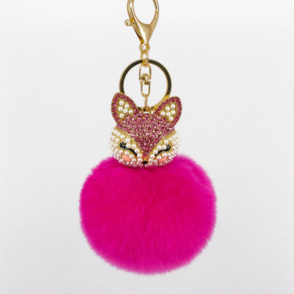 Civet cat diamond hair ball keychain