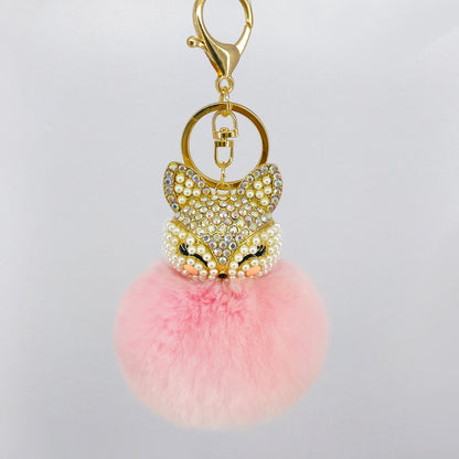 Civet cat diamond hair ball keychain