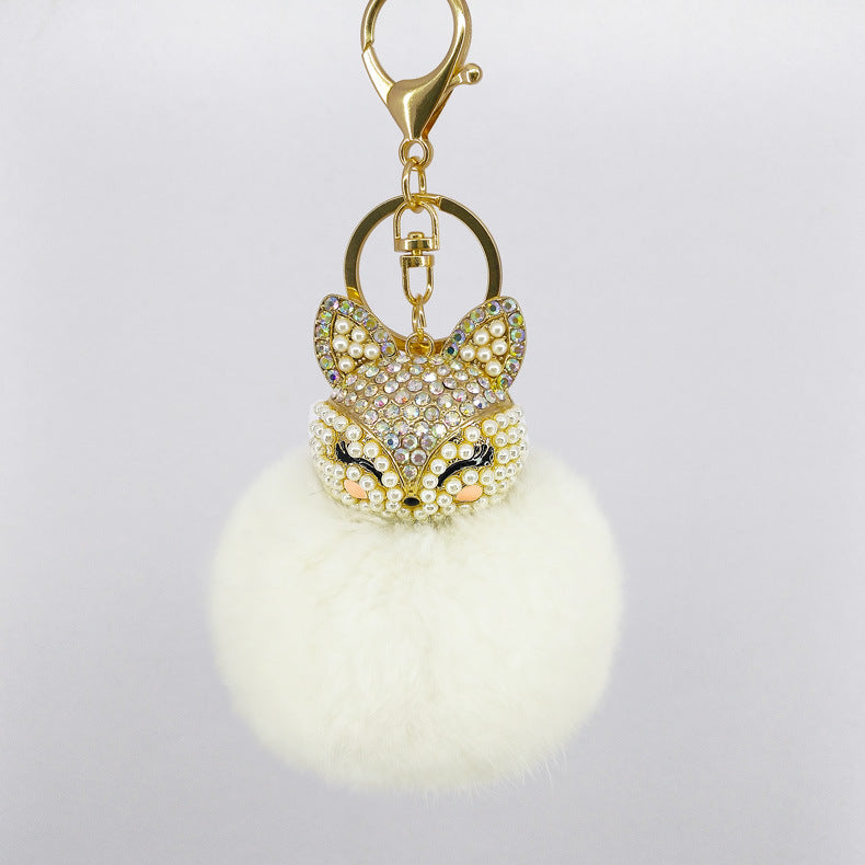 Civet cat diamond hair ball keychain