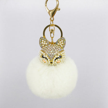 Civet cat diamond hair ball keychain