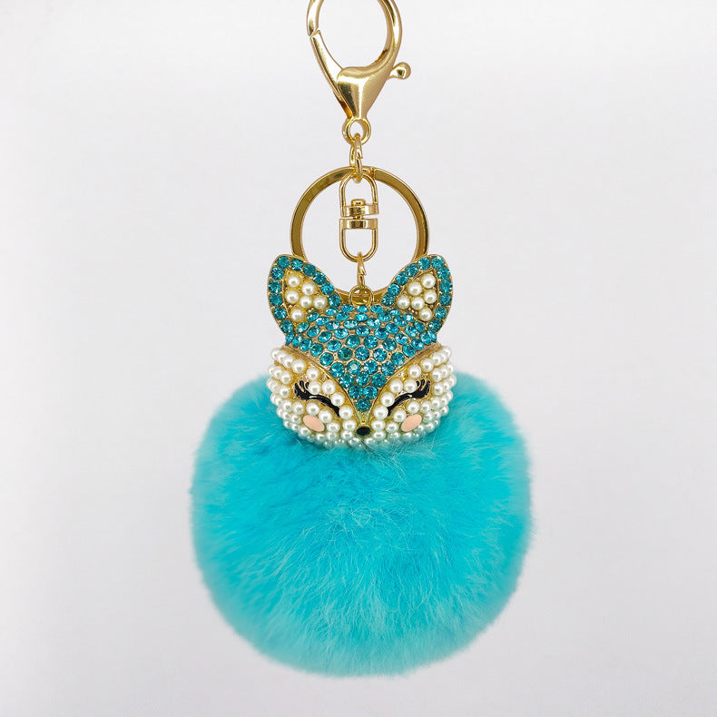 Civet cat diamond hair ball keychain