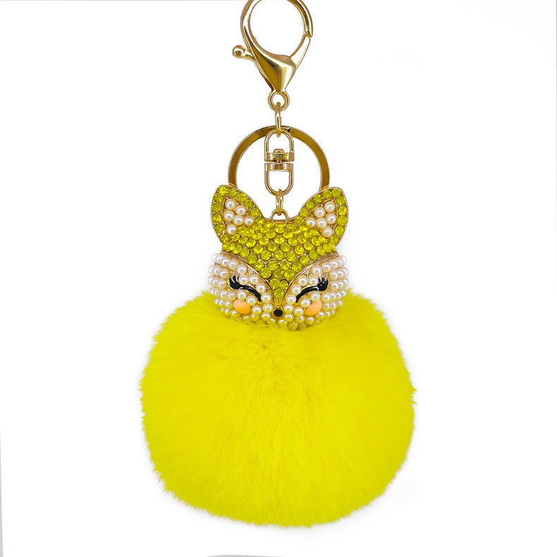 Civet cat diamond hair ball keychain