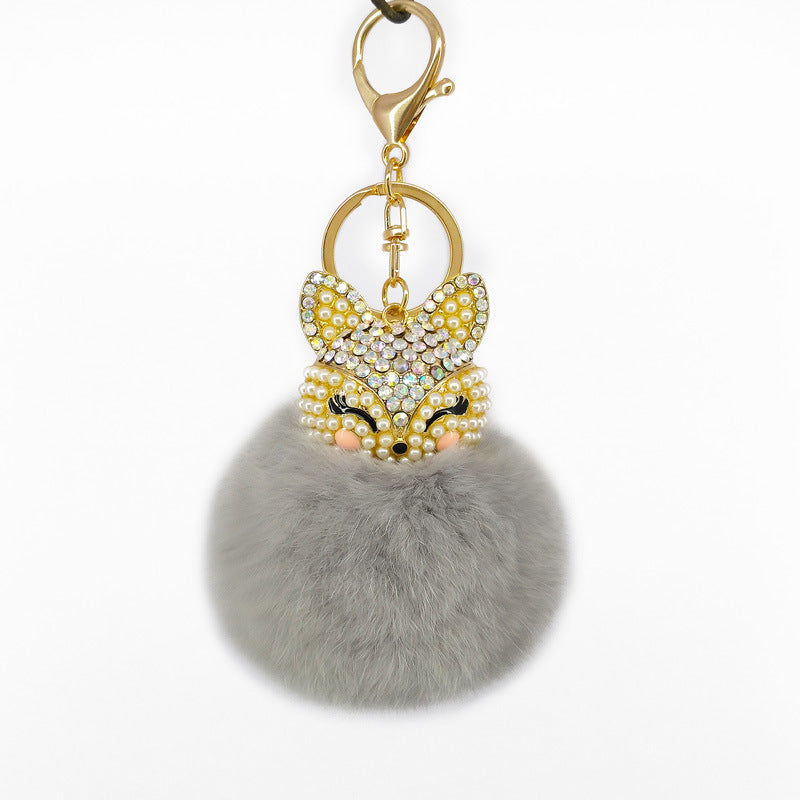Civet cat diamond hair ball keychain