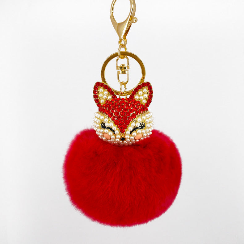 Civet cat diamond hair ball keychain
