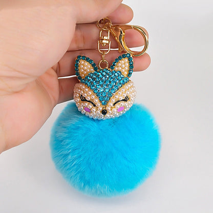 Civet cat diamond hair ball keychain