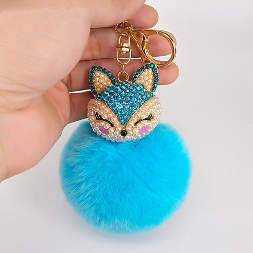 Civet cat diamond hair ball keychain
