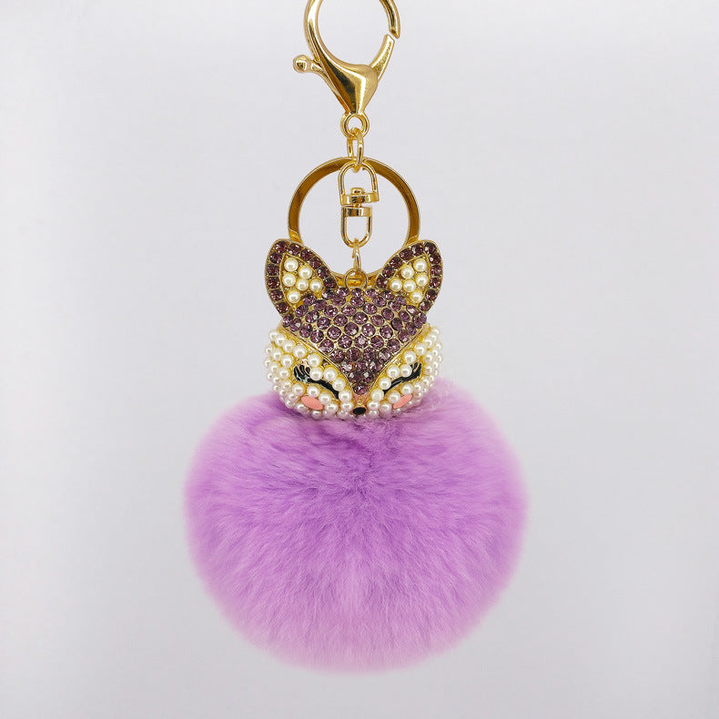 Civet cat diamond hair ball keychain