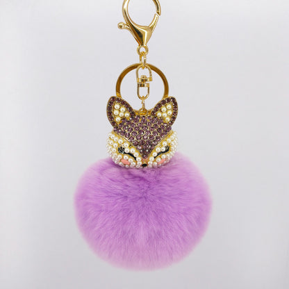 Civet cat diamond hair ball keychain