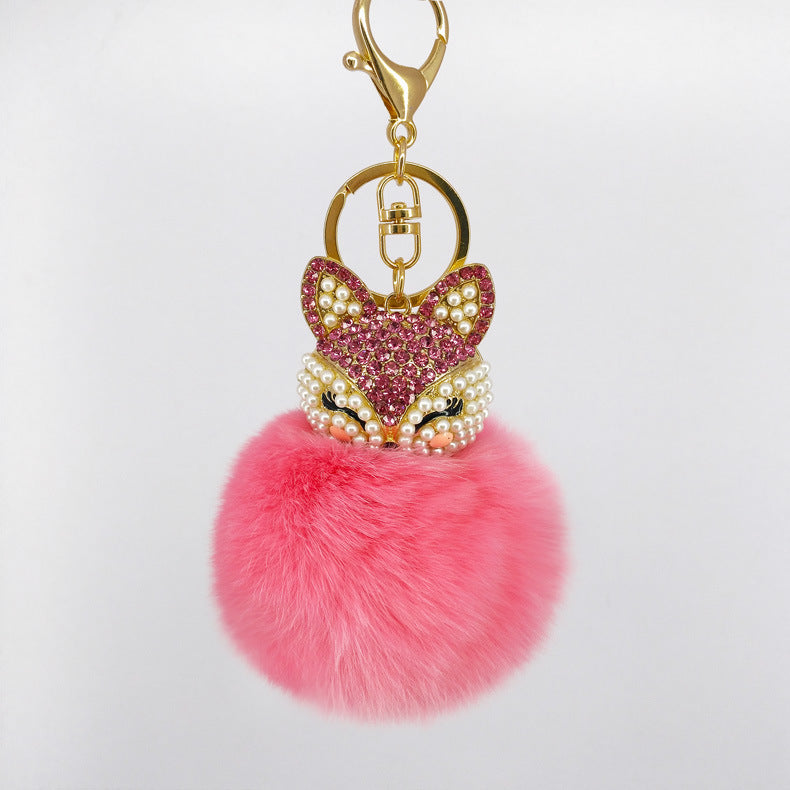 Civet cat diamond hair ball keychain