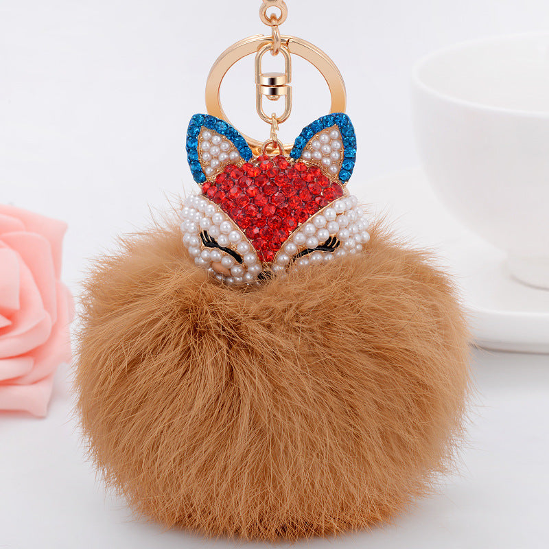 Civet cat diamond hair ball keychain