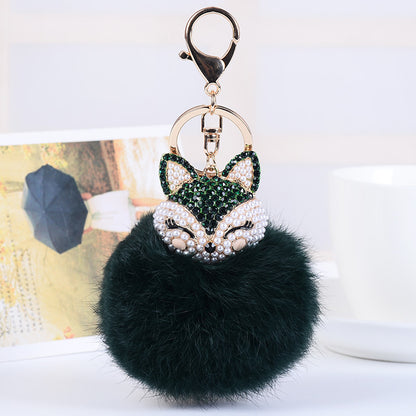 Civet cat diamond hair ball keychain